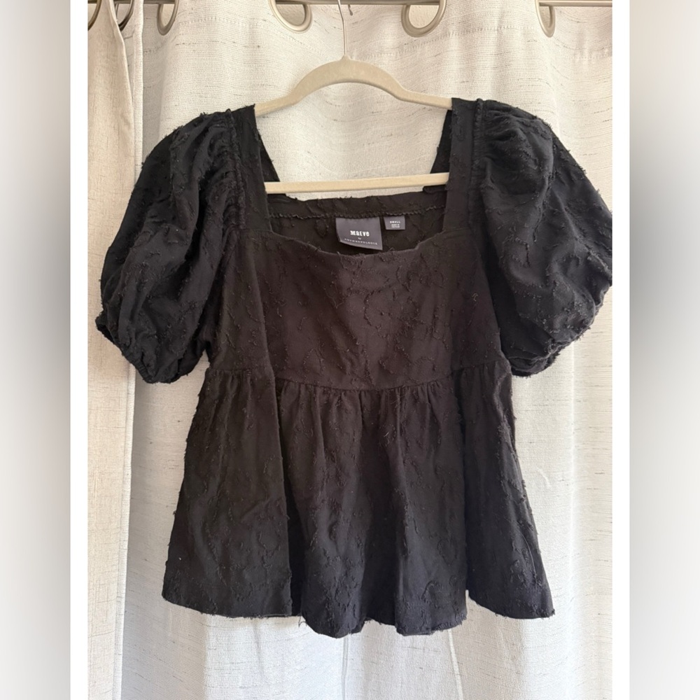Anthropologie Black Textured Blouse